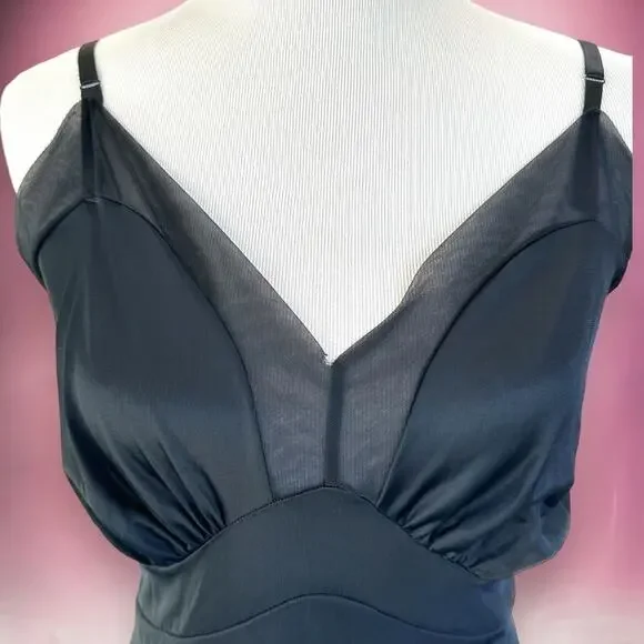 Vintage 1960s Tall Black Slip Tall GVC Over Five Seven Shop Retro Mad Men Pinup - Picture 3 of 8